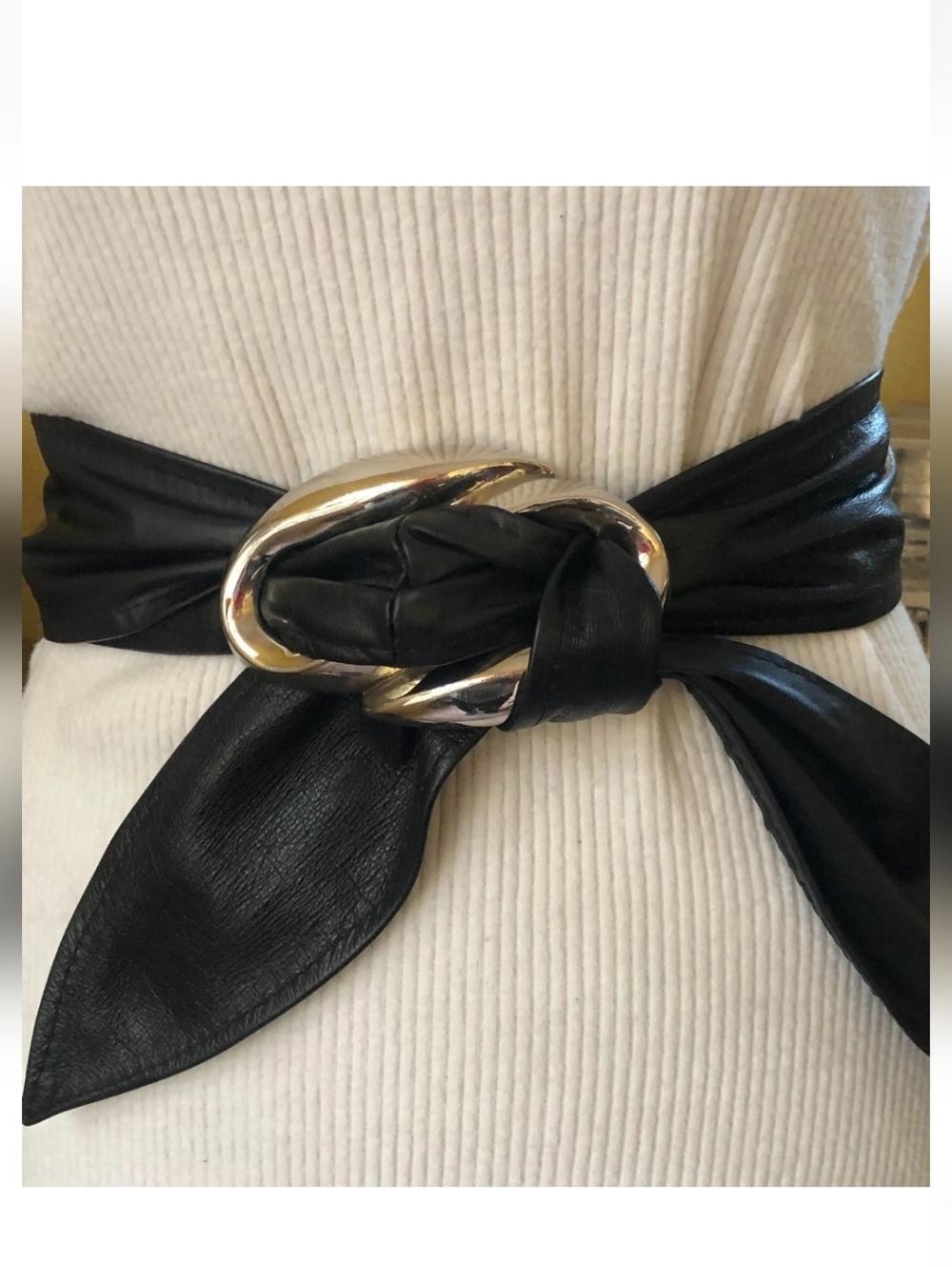 PATRICIA VON MUSULIN CALDERON LARGE INFINITY BELT BUCKLE  1982 AND LEATHER SASH
